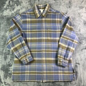 Vintage Jones New York Sport Zip Chore Jacket L Plaid Wool Blend Lined Shacket